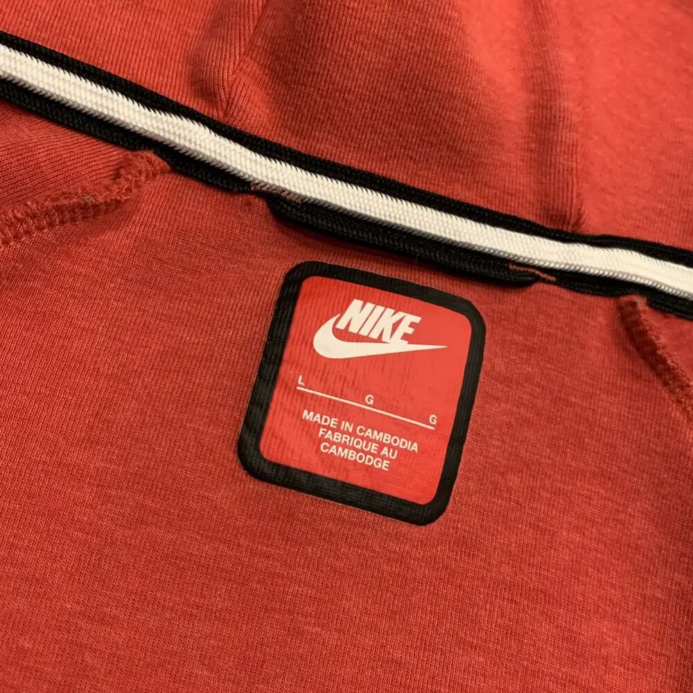 Nike Sportswear Tech Fleece Hoodie Youth Boys Large L Red HV5867-672 Full Zip